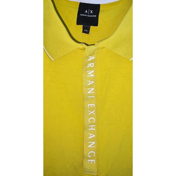 Armani Exchange Mens Yellow Polo Shirt XXL Cotton Short Sleeve With Logo On Plac - Picture 2 of 3